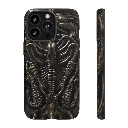 Biomechanical Nightmares Tough Phone Case – Alien Horror Design for iPhone and Samsung Galaxy Devices