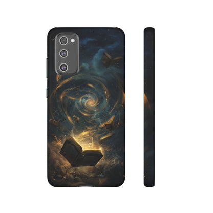 Magical Galaxy Swirling Books Phone Case - Celestial Book Lover's Gift for iPhone, Samsung Galaxy, and Google Pixel Devices