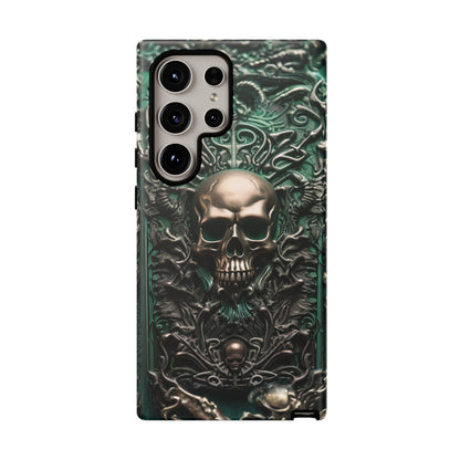 Green Skull Phone Case – Ornate Gothic Design for iPhone, Samsung Galaxy, and Google Pixel Devices