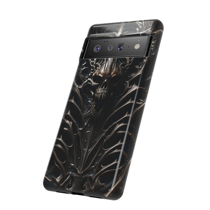 Biomechanical Horror 3 Tough Phone Case – Futuristic Alien Skull Design for iPhone, Samsung Galaxy, and Google Pixel Devices