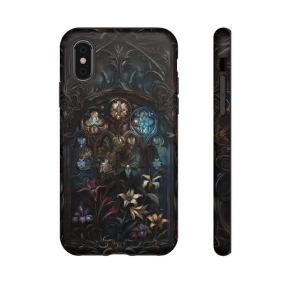 Elegant Gothic Flower Art Phone Case - Intricate Floral Design for iPhone, Samsung Galaxy, and Google Pixel Devices