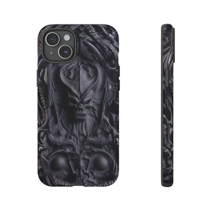 Black Demon Phone Case – Horned Hell Horror Design for iPhone, Samsung Galaxy, and Google Pixel Devices