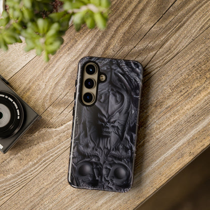 Black Demon Phone Case – Horned Hell Horror Design for iPhone, Samsung Galaxy, and Google Pixel Devices