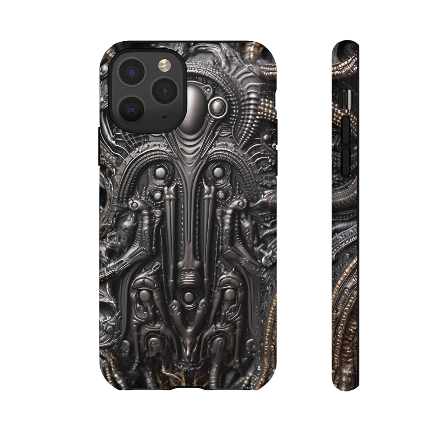 Biomechanical Horror Phone Case – Dark Sci-Fi Design for iPhone, Samsung Galaxy, Google Pixel Devices