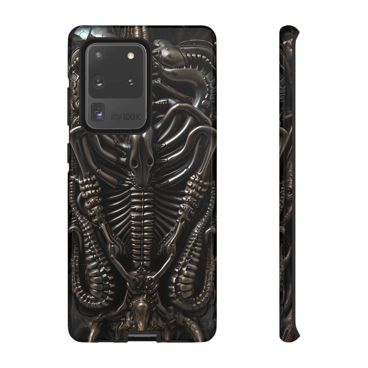 Biomechanical Nightmares Tough Phone Case – Alien Horror Design for iPhone and Samsung Galaxy Devices