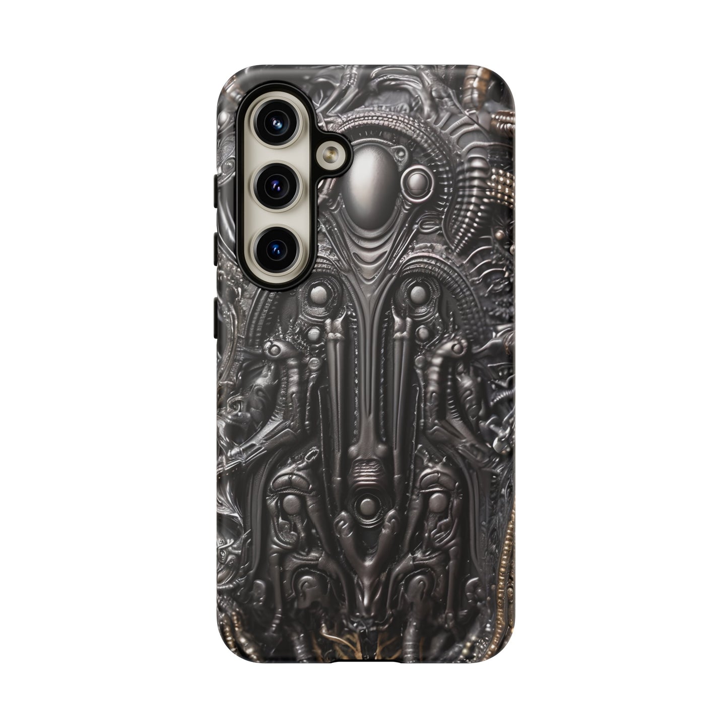 Biomechanical Horror Phone Case – Dark Sci-Fi Design for iPhone, Samsung Galaxy, Google Pixel Devices