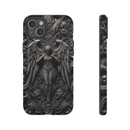 Grey Angel Phone Case – Gothic Marble Statue Design for iPhone, Samsung Galaxy, and Google Pixel Devices