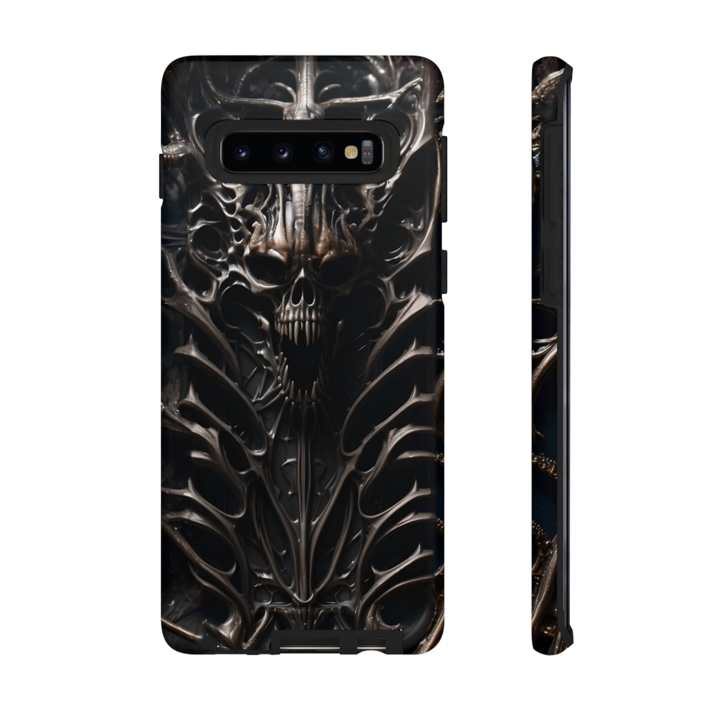 Biomechanical Horror 3 Tough Phone Case – Futuristic Alien Skull Design for iPhone, Samsung Galaxy, and Google Pixel Devices