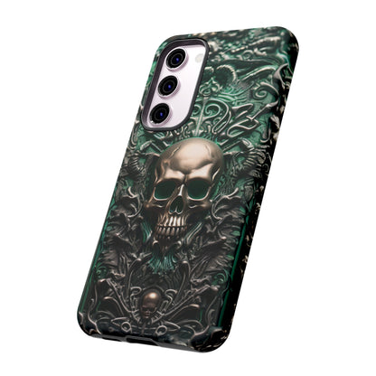 Green Skull Phone Case – Ornate Gothic Design for iPhone, Samsung Galaxy, and Google Pixel Devices