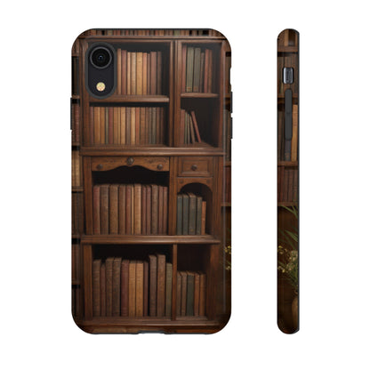 Book Shelf Phone Case – Vintage Library Design for iPhone, Samsung Galaxy, and Google Pixel Devices