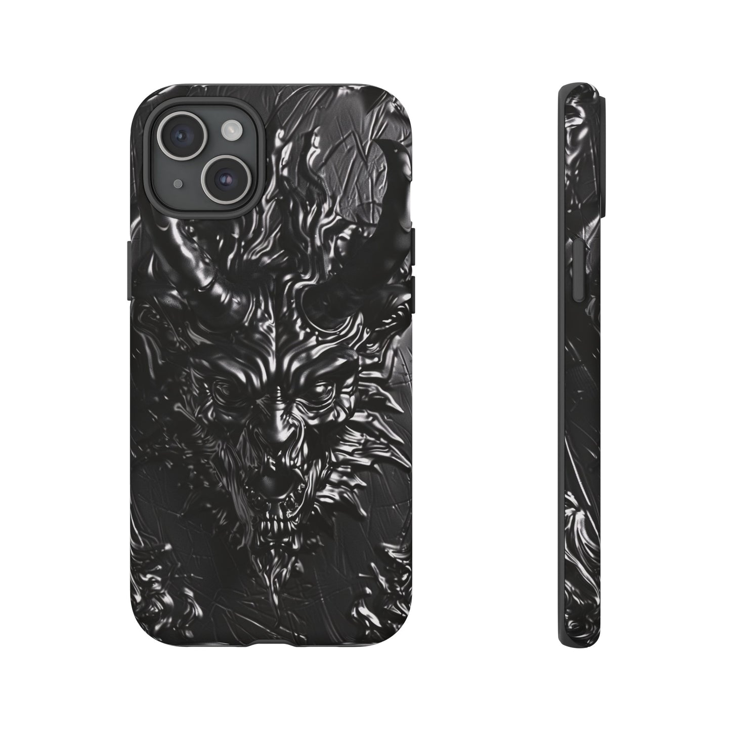 Silver Devil Phone Case – Gothic Demon Design for iPhone, Samsung Galaxy, and Google Pixel Devices