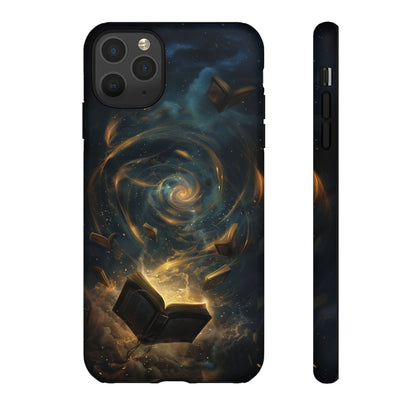 Magical Galaxy Swirling Books Phone Case - Celestial Book Lover's Gift for iPhone, Samsung Galaxy, and Google Pixel Devices