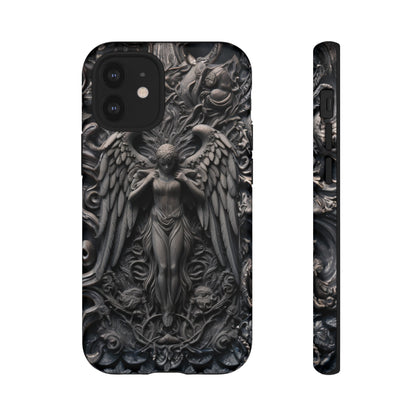 Grey Angel Phone Case – Gothic Marble Statue Design for iPhone, Samsung Galaxy, and Google Pixel Devices