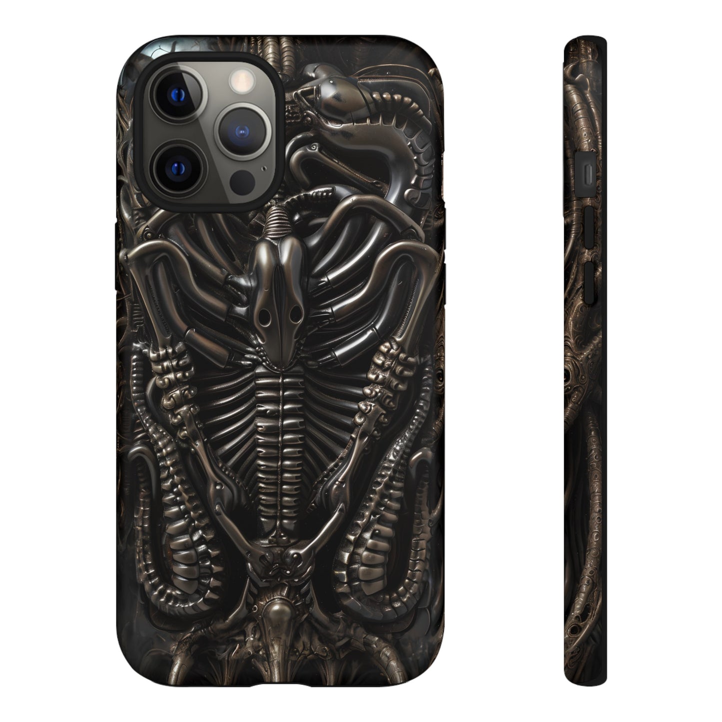 Biomechanical Nightmares Tough Phone Case – Alien Horror Design for iPhone and Samsung Galaxy Devices