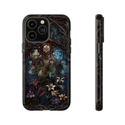 Elegant Gothic Flower Art Phone Case - Intricate Floral Design for iPhone, Samsung Galaxy, and Google Pixel Devices