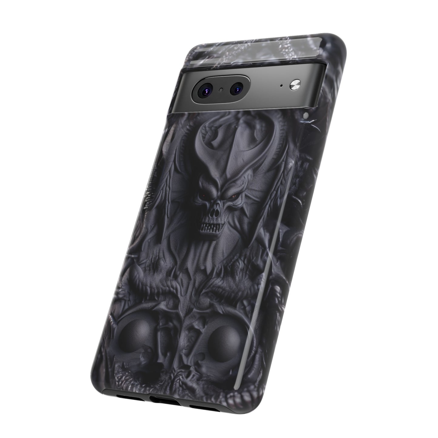 Black Demon Phone Case – Horned Hell Horror Design for iPhone, Samsung Galaxy, and Google Pixel Devices