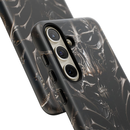 Biomechanical Horror 3 Tough Phone Case – Futuristic Alien Skull Design for iPhone, Samsung Galaxy, and Google Pixel Devices