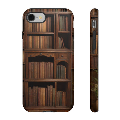 Book Shelf Phone Case – Vintage Library Design for iPhone, Samsung Galaxy, and Google Pixel Devices