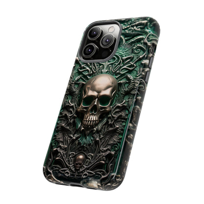 Green Skull Phone Case – Ornate Gothic Design for iPhone, Samsung Galaxy, and Google Pixel Devices