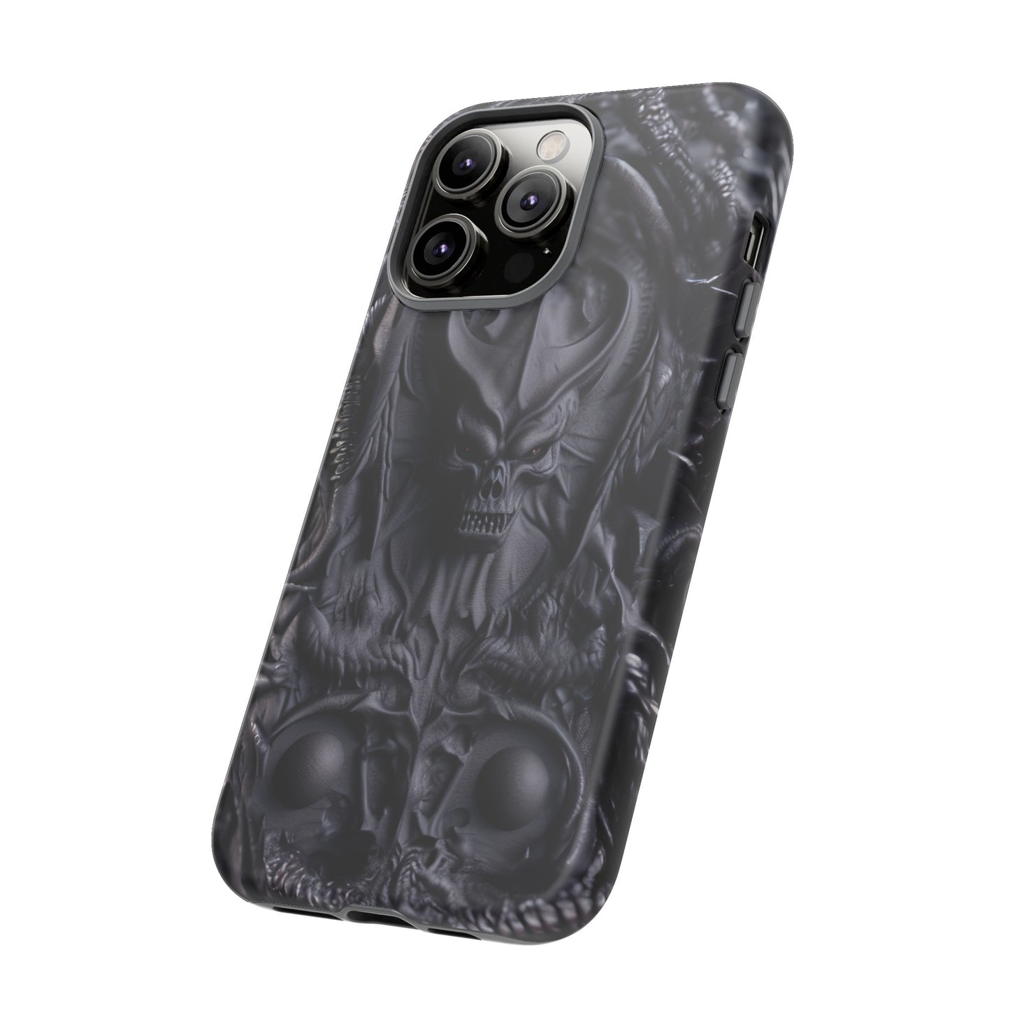 Black Demon Phone Case – Horned Hell Horror Design for iPhone, Samsung Galaxy, and Google Pixel Devices