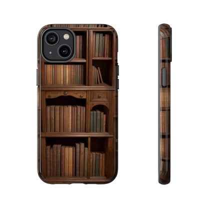 Book Shelf Phone Case – Vintage Library Design for iPhone, Samsung Galaxy, and Google Pixel Devices