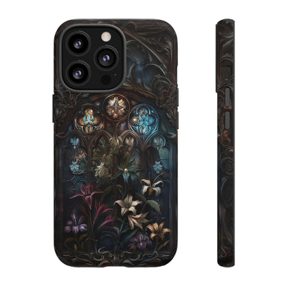 Elegant Gothic Flower Art Phone Case - Intricate Floral Design for iPhone, Samsung Galaxy, and Google Pixel Devices