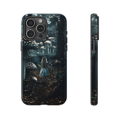 Alice in the Mushroom Forest Phone Case – Fantasy Wonderland Design for iPhone, Samsung Galaxy, and Google Pixel Devices