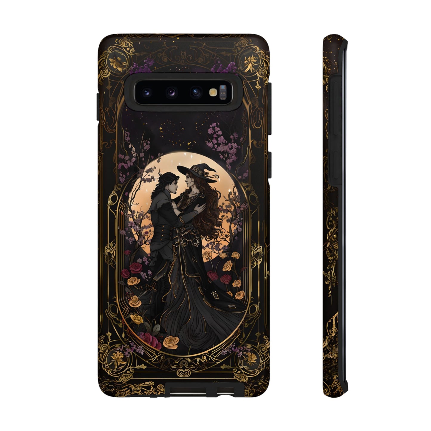 Gothic Romance Phone Case - Enchanted Witch and Lover Design for iPhone, Samsung Galaxy, and Google Pixel Devices