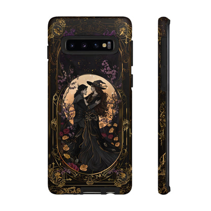 Gothic Romance Phone Case - Enchanted Witch and Lover Design for iPhone, Samsung Galaxy, and Google Pixel Devices