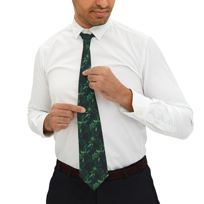 Cannabis Necktie – Green Weed Marijuana Buds Design for Stoner Formal Wear