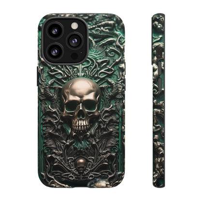 Green Skull Phone Case – Ornate Gothic Design for iPhone, Samsung Galaxy, and Google Pixel Devices