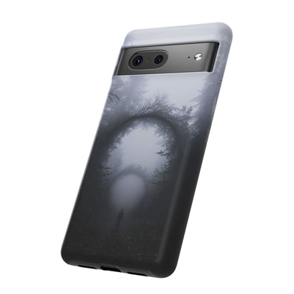 Mystical Forest Portal Phone Case - Atmospheric Foggy Path with Enchanted Tunnel For iPhone, Samsung Galaxy, and Google Pixel Devices.