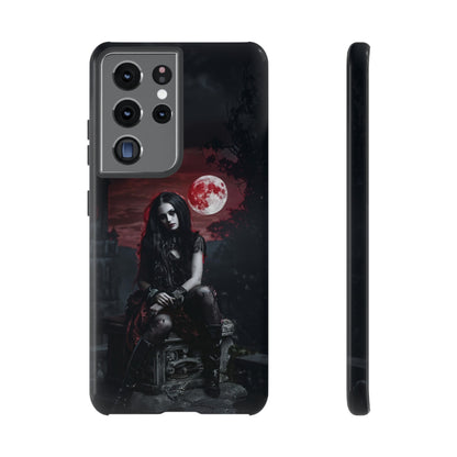 Gothic Vampire Girl Phone Case - Dark Fantasy Design with Blood Moon for iPhone,  Samsung Galaxy, and Google Pixel Devices