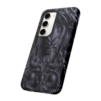 Black Demon Phone Case – Horned Hell Horror Design for iPhone, Samsung Galaxy, and Google Pixel Devices