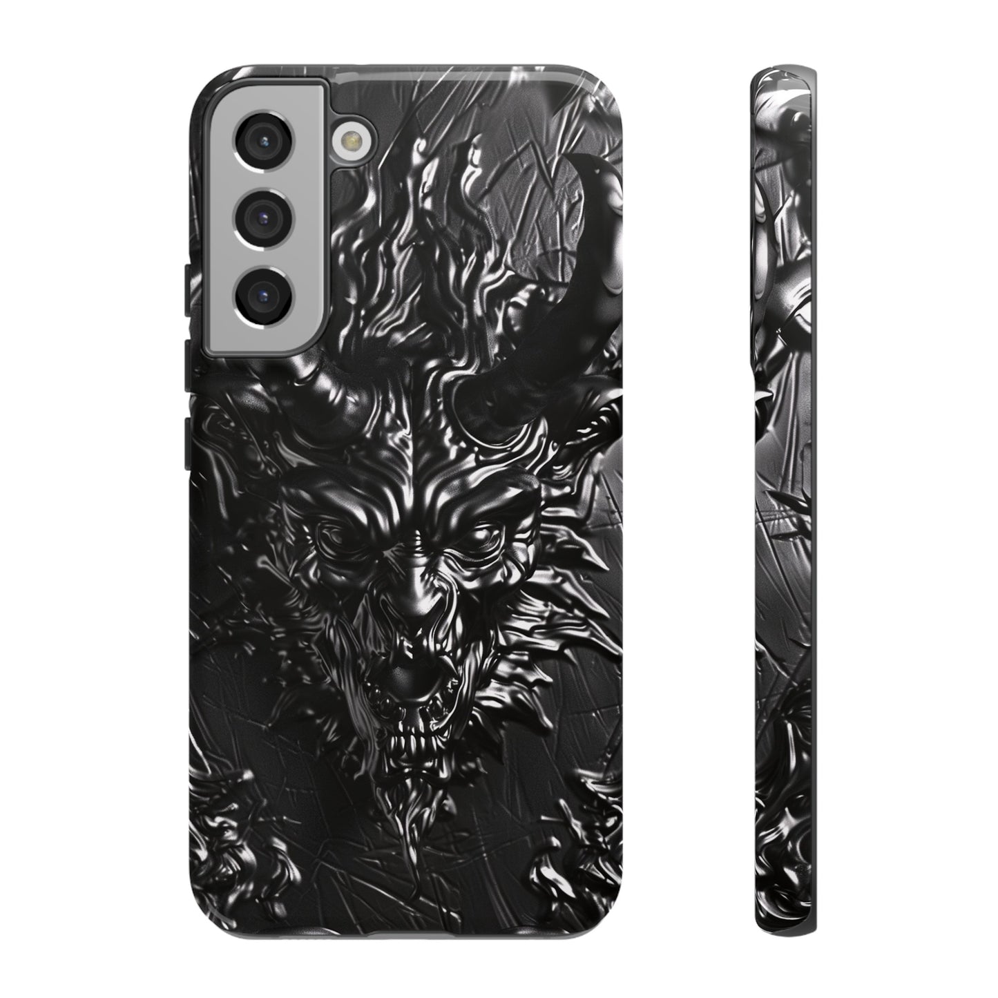 Silver Devil Phone Case – Gothic Demon Design for iPhone, Samsung Galaxy, and Google Pixel Devices