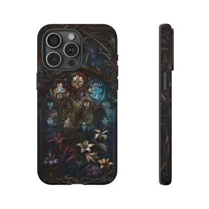 Elegant Gothic Flower Art Phone Case - Intricate Floral Design for iPhone, Samsung Galaxy, and Google Pixel Devices