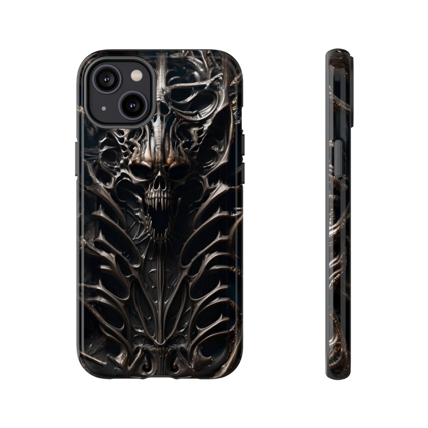 Biomechanical Horror 3 Tough Phone Case – Futuristic Alien Skull Design for iPhone, Samsung Galaxy, and Google Pixel Devices