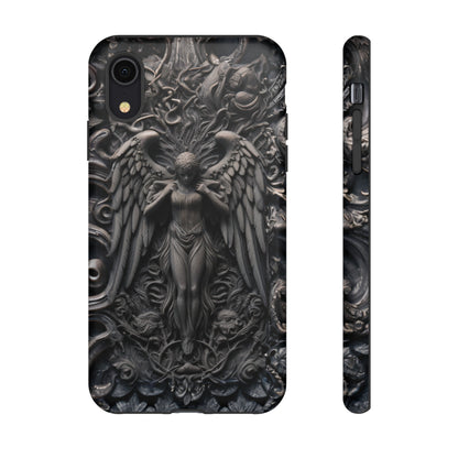 Grey Angel Phone Case – Gothic Marble Statue Design for iPhone, Samsung Galaxy, and Google Pixel Devices