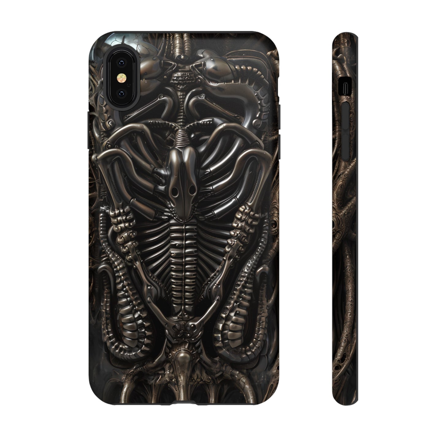 Biomechanical Nightmares Tough Phone Case – Alien Horror Design for iPhone and Samsung Galaxy Devices