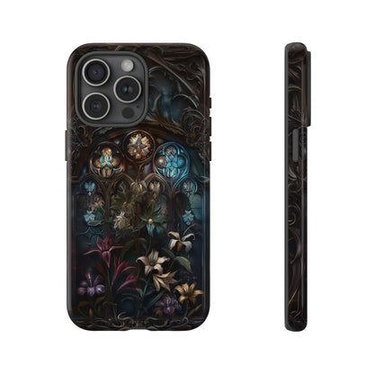 Elegant Gothic Flower Art Phone Case - Intricate Floral Design for iPhone, Samsung Galaxy, and Google Pixel Devices