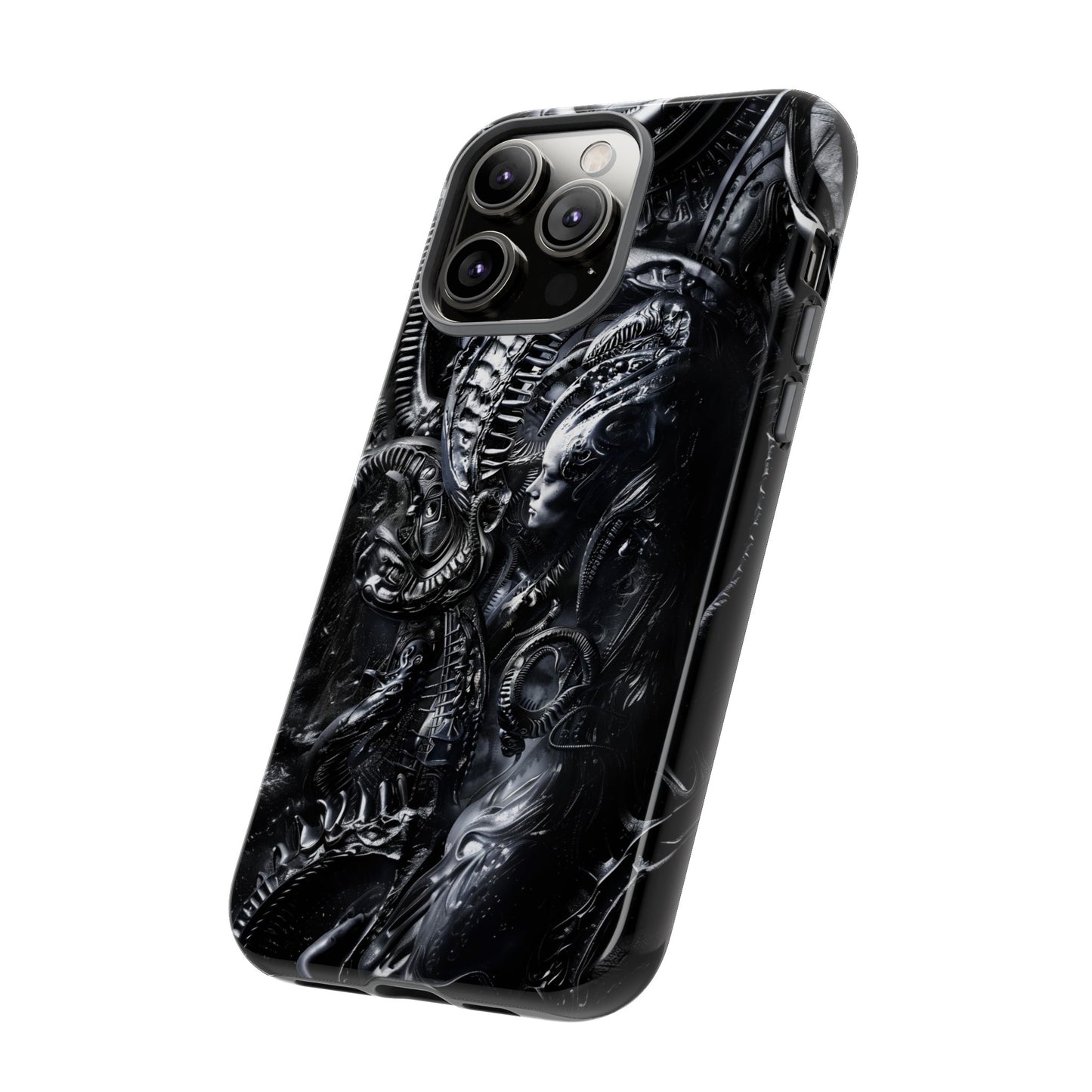 Biomechanical Transhumanism Phone Case – Alien Horror Design for iPhone and Samsung Galaxy Devices