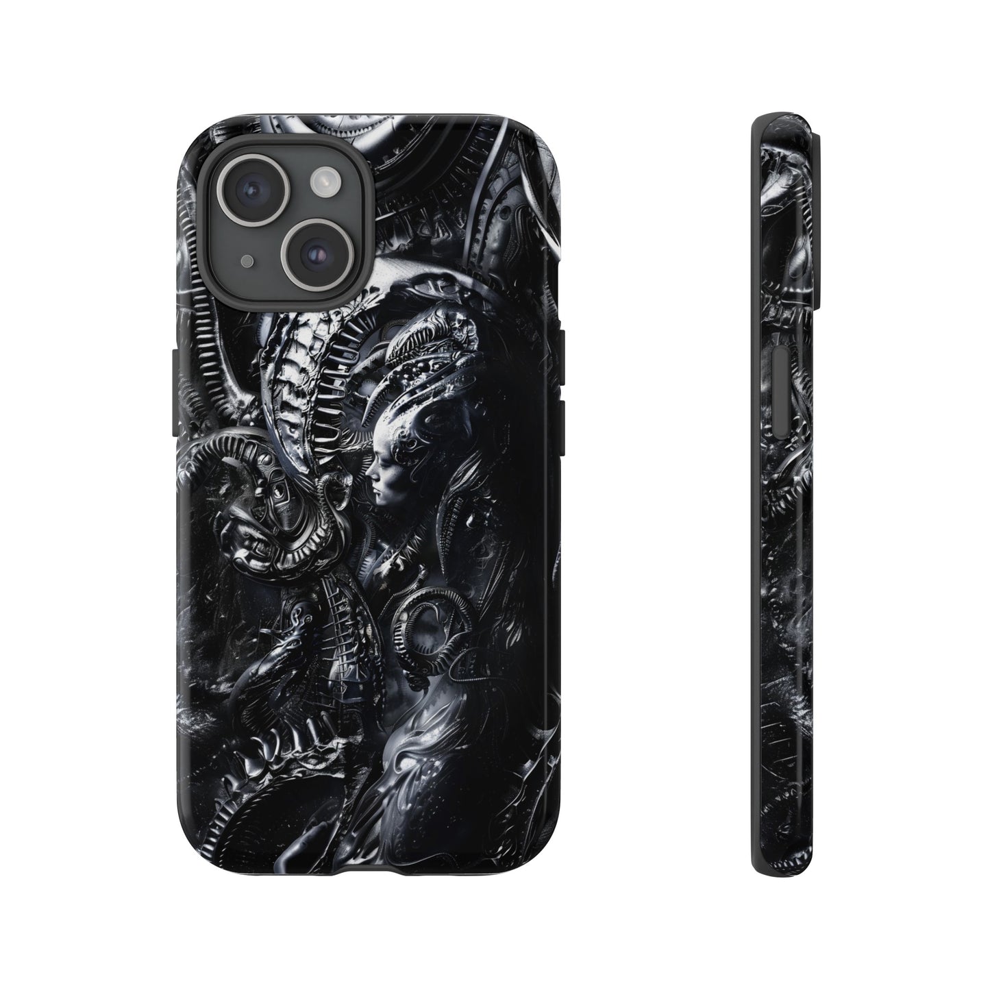 Biomechanical Transhumanism Phone Case – Alien Horror Design for iPhone and Samsung Galaxy Devices