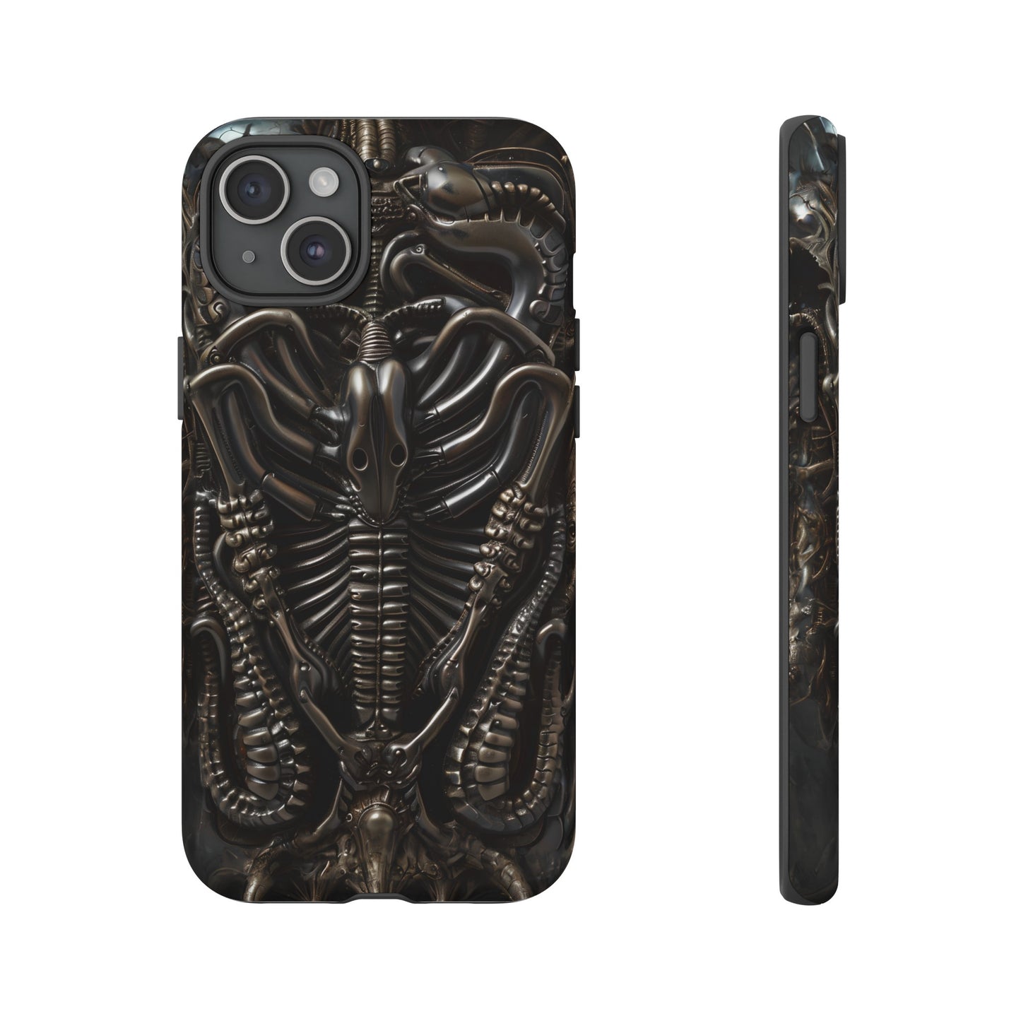 Biomechanical Nightmares Tough Phone Case – Alien Horror Design for iPhone and Samsung Galaxy Devices