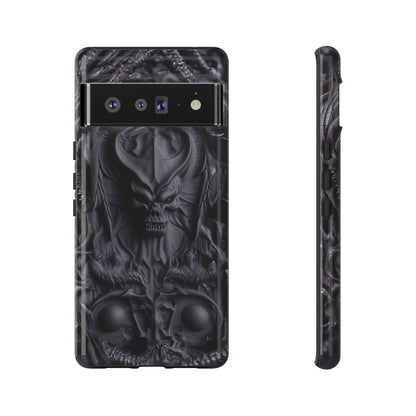 Black Demon Phone Case – Horned Hell Horror Design for iPhone, Samsung Galaxy, and Google Pixel Devices