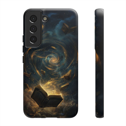 Magical Galaxy Swirling Books Phone Case - Celestial Book Lover's Gift for iPhone, Samsung Galaxy, and Google Pixel Devices