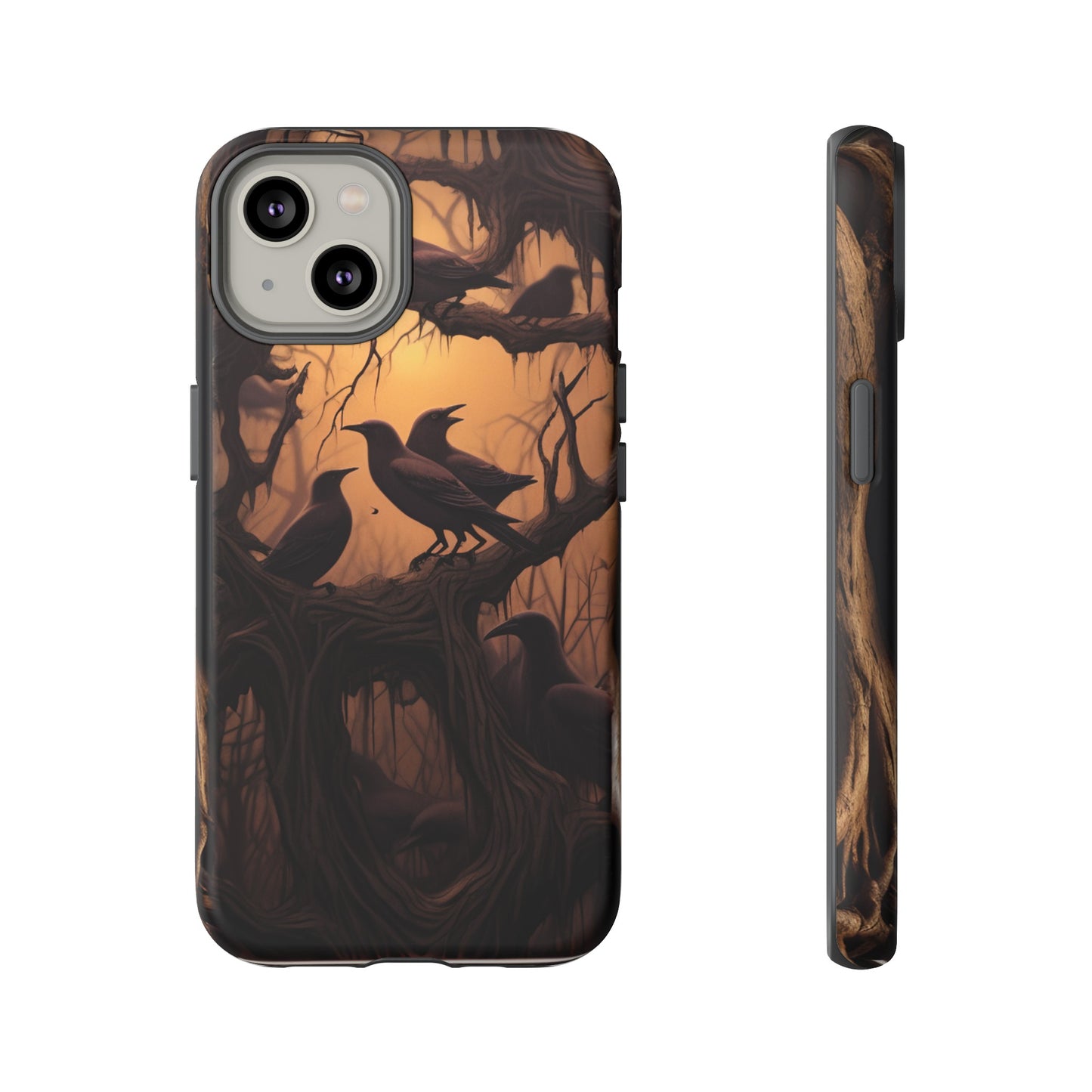 Ravens at Dusk Phone Case – Gothic Halloween Design with Edgar Allan Poe Inspired Crows for iPhone, Samsung Galaxy, and Google Pixel Devices