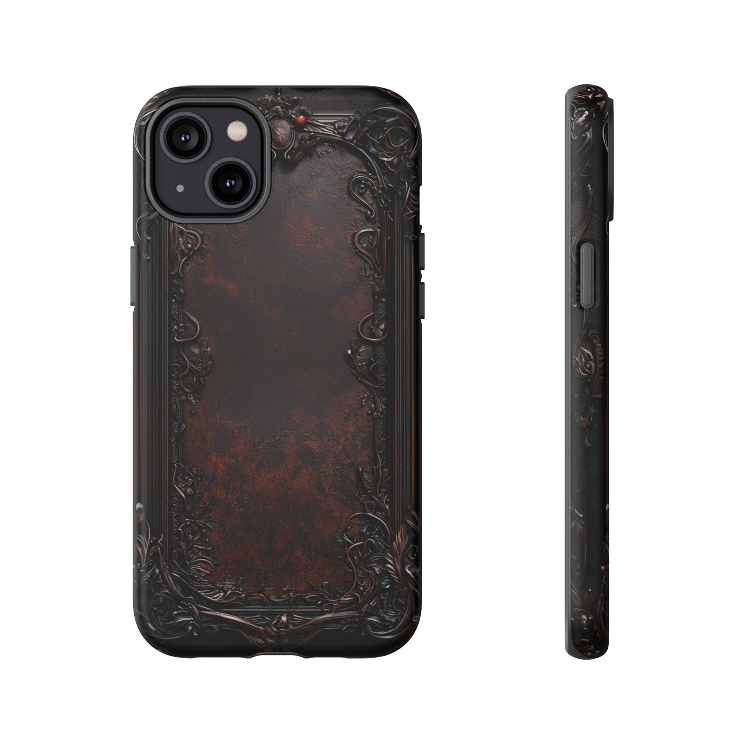 Gothic Ornate Leather-Inspired Phone Case - Dark Aesthetic Cover