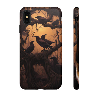 Ravens at Dusk Phone Case – Gothic Halloween Design with Edgar Allan Poe Inspired Crows for iPhone, Samsung Galaxy, and Google Pixel Devices