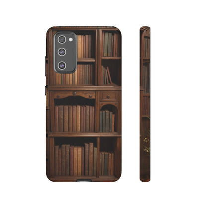 Book Shelf Phone Case – Vintage Library Design for iPhone, Samsung Galaxy, and Google Pixel Devices