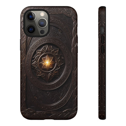 Intricate Leather Flower Tough Phone Case – Elegant Floral Design for iPhone, Samsung Galaxy, and Google Pixel Devices